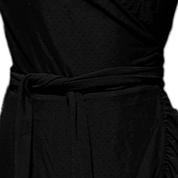Ganni Women's Black Addison Ruffle Dot Mesh Wrap Dress - Picture 9 of 16